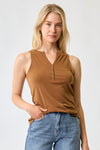 Henley Knit Tank with Front Buttons