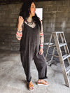 Washed Black Side Pocket Adjustable Strap Jumpsuit