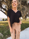 Breezy V Neck Placket Dolman