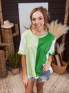 Kelly Green Vertical Colorblock Tee