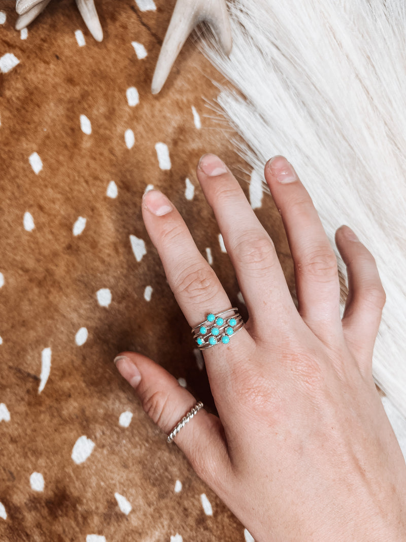 Set of 5 Turquoise Stacker Rings