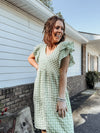 Green Plaid Linen Dress