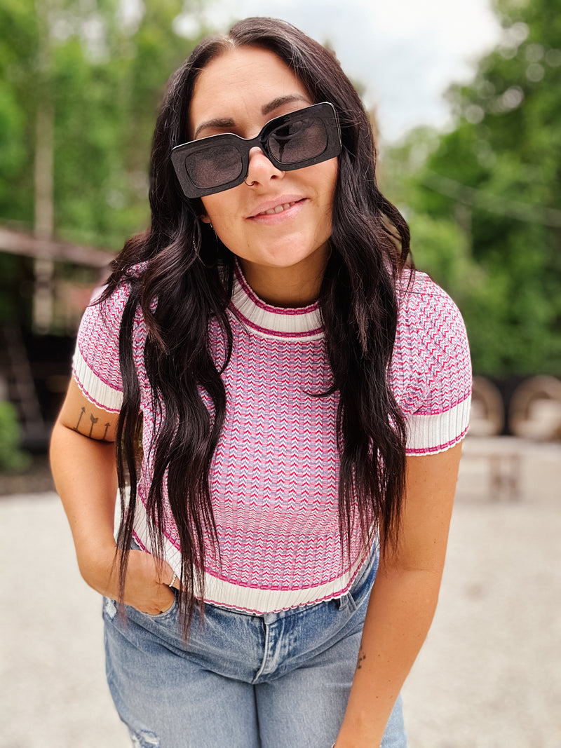 Fuchsia Woven Stripe Top