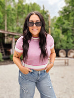 Fuchsia Woven Stripe Top