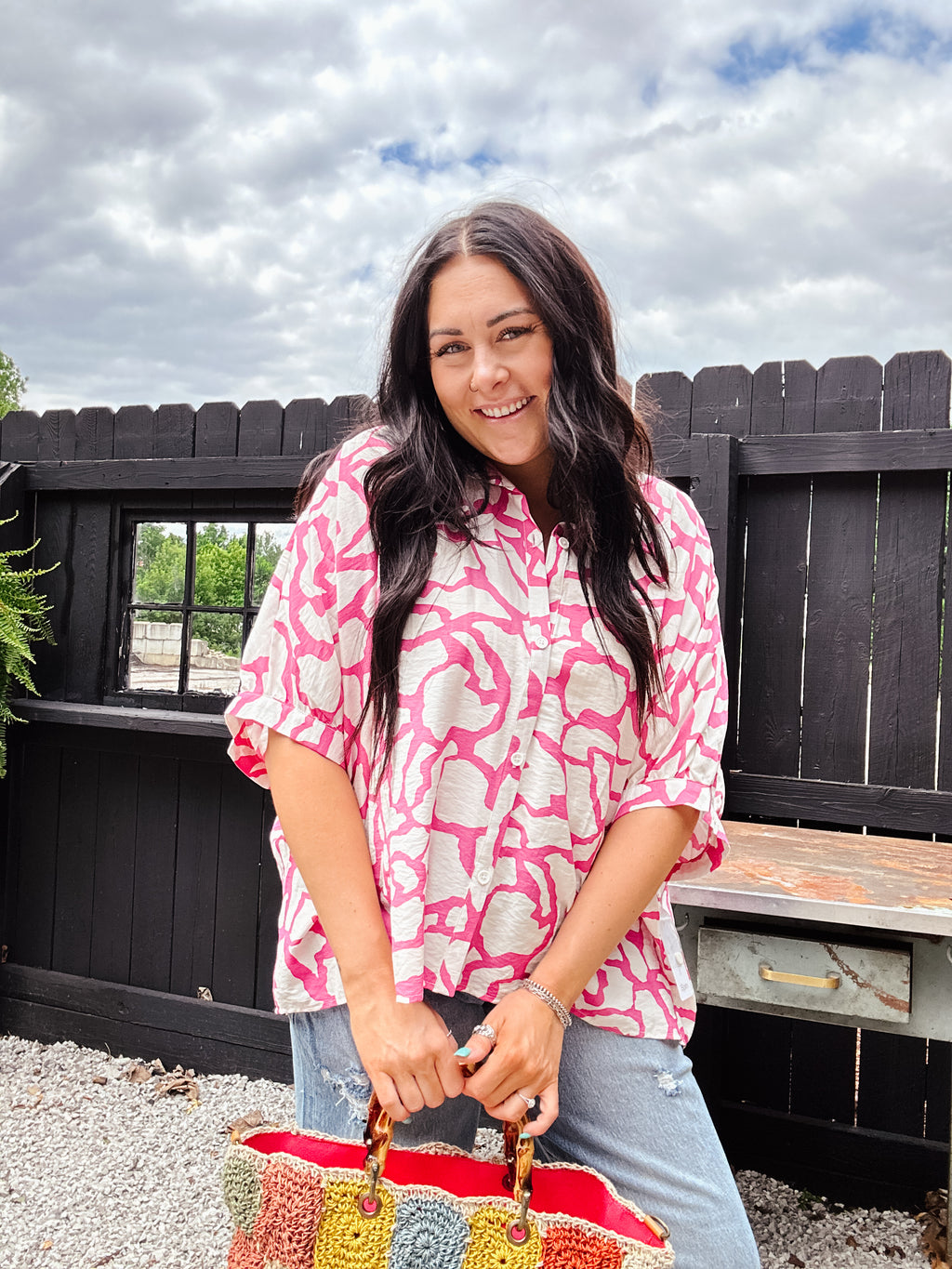 Hot Pink Button Down Shirt