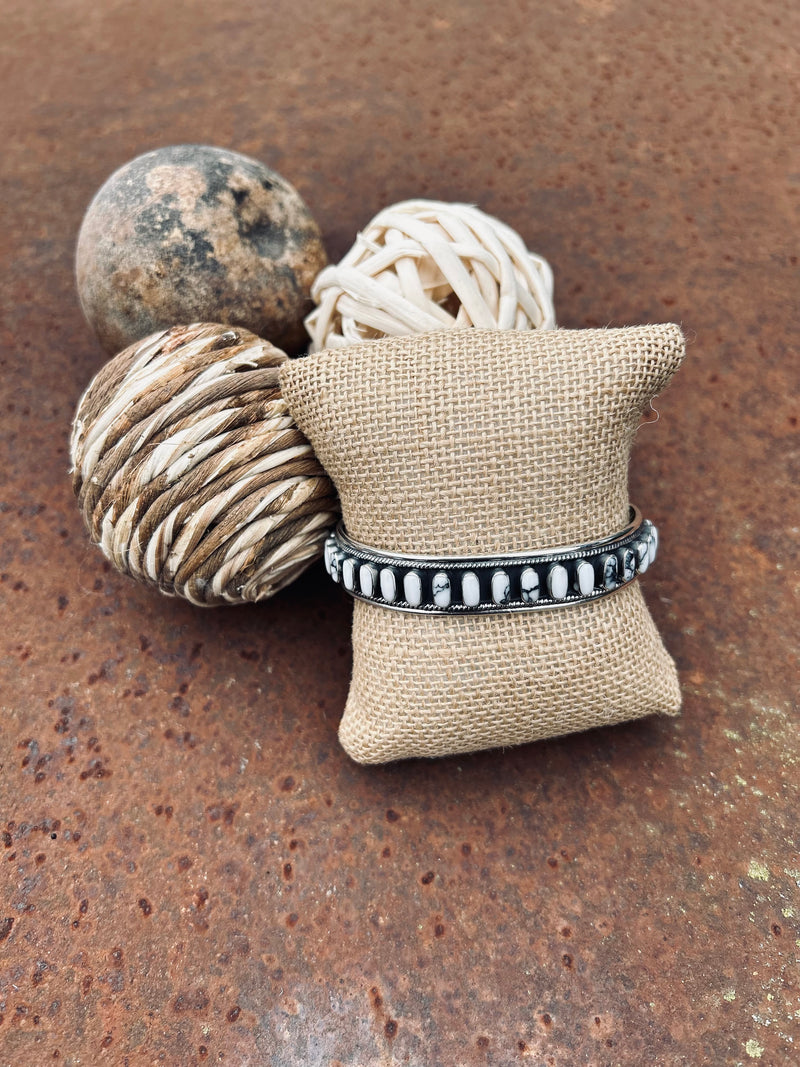 Howlite + SS Multi Stone Cuff