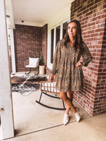 Mocha Mix Print Ruffle Hem Dress