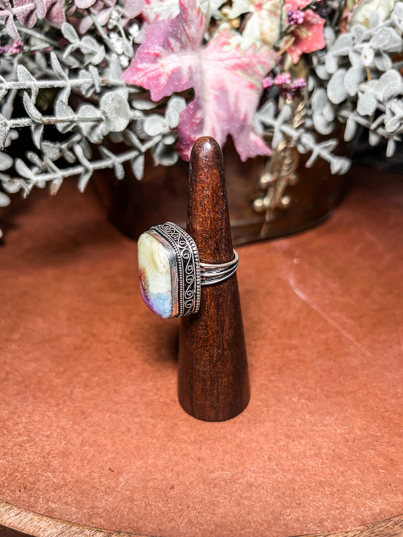 Solar Quartz Rectangle Ring OOAK