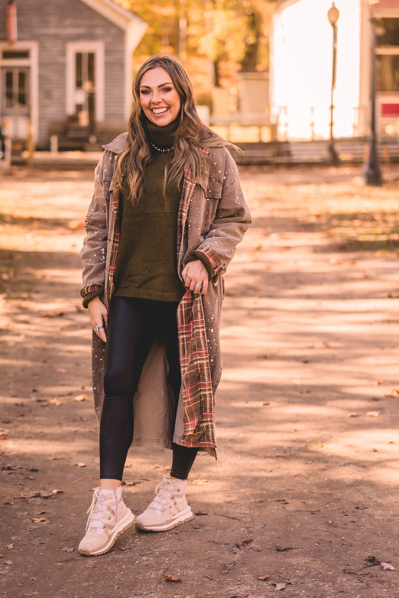 Brown Mineral Wash Paint Splatter Starburst Jacket