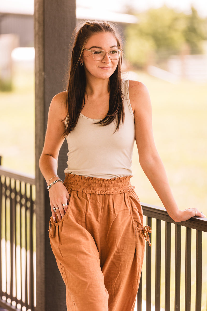 Ribbed White Dove Tank with Studs