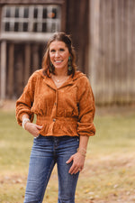 Caramel Corduroy Peplum Jacket