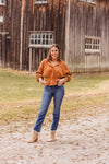 Caramel Corduroy Peplum Jacket