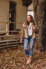 Olive + Blue Floral Waffle Contrast Jacket