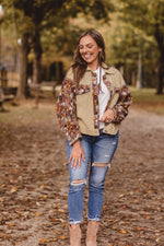 Olive + Blue Floral Waffle Contrast Jacket