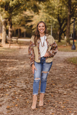 Olive + Blue Floral Waffle Contrast Jacket