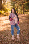 Burgundy + Teal Charcoal Mix Aztec Cardigan