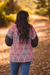 Burgundy + Teal Charcoal Mix Aztec Cardigan