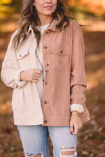 Mocha + Cream Half & Half Mini Corduroy Shacket