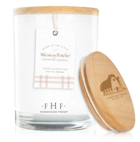 Whiskey Bonfire® Candle with Wooden Lid