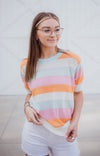 Aqua Orange Pink Metallic Mix Knit Top