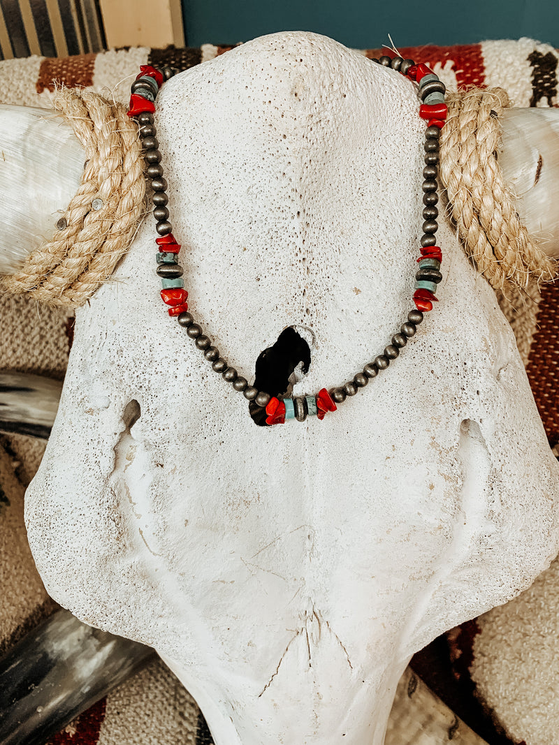 The Kinley Turq + Red Pearl Necklace