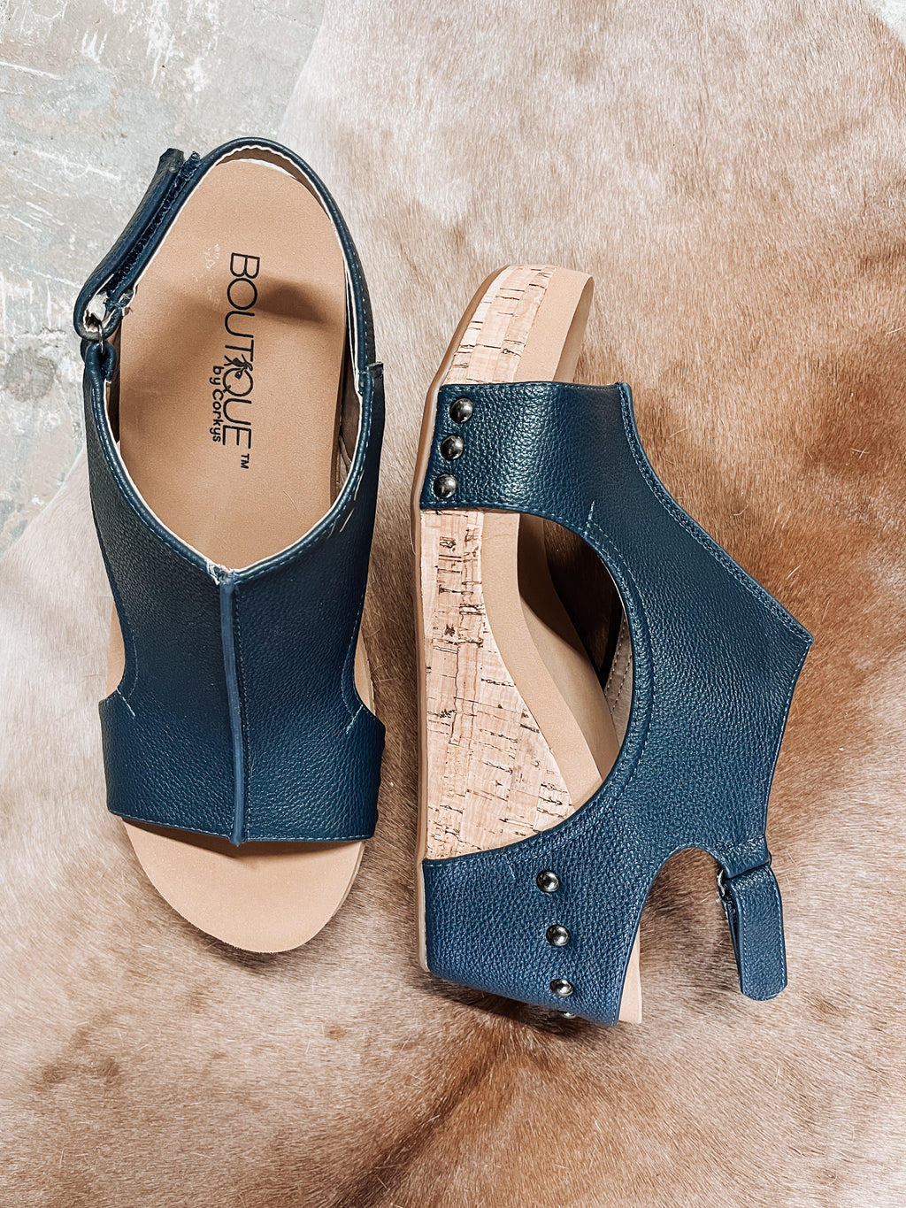 Carley Navy Wedge