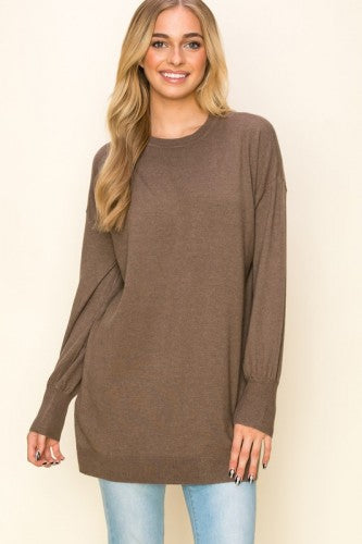 Super Soft Crew Neck Long Tunic Sweater