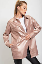 Blush Soft Shimmer Faux Leather Jacket