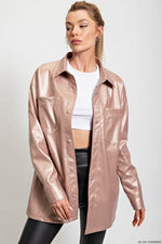 Blush Soft Shimmer Faux Leather Jacket