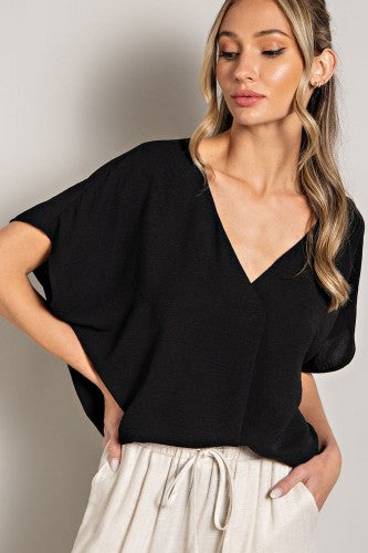 Breezy V Neck Placket Dolman