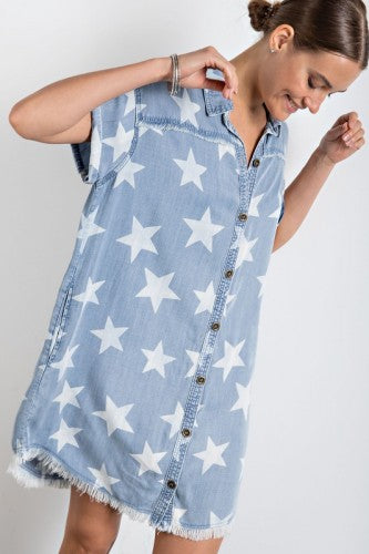 Washed Denim Star Dress