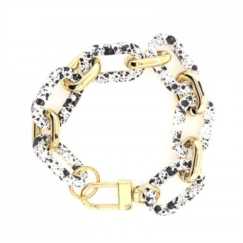 White + Black Gold Link Bracelet