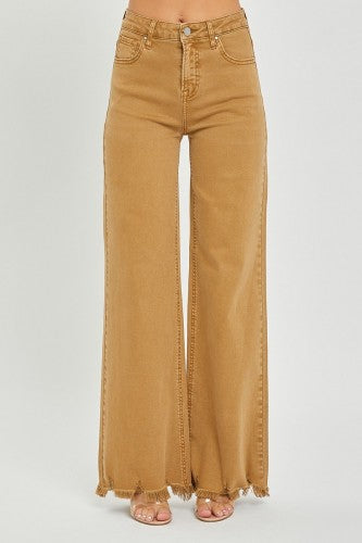 Mocha Brown Wide Leg High Waist Jeans