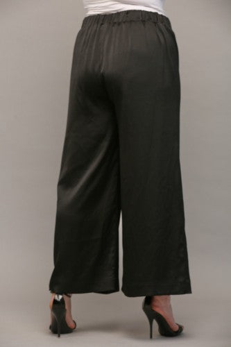 Black Elastic Waist Wide Leg Pant